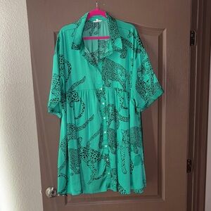 Emerald Green Leopard Print Blouse